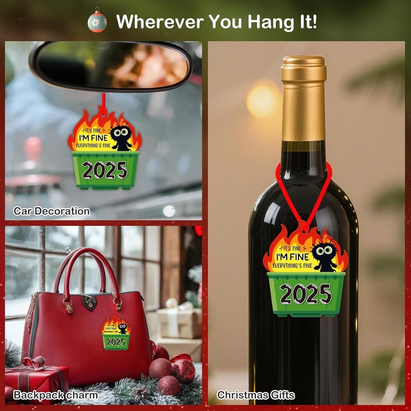 PETCEE Green Dumpster Fire Christmas Ornament - Funny Ornaments Hanging Decorations Acrylic Novelty Hilarious Ornaments 2025 Keepsake Gifts for Family Friends Coworker - Image 5